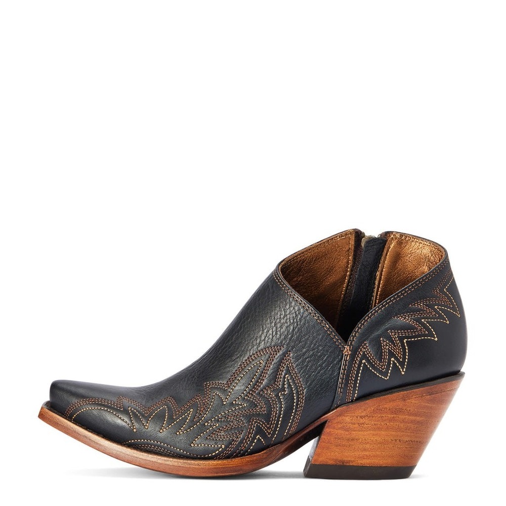 NEW Ariat Jolene Cash Black Leather Western Booties Zip Snip‎ Toe Stacked Heel - Picture 3 of 13